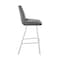 Armen Living Arizona 26" Counter Height Bar Stool in Charcoal Faux Leather and Brushed Stainless Steel Finish LCAZBAGR26 - alternate 4